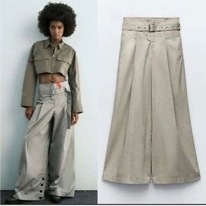 ZARA BELTED FULL-LENGTH PANTS